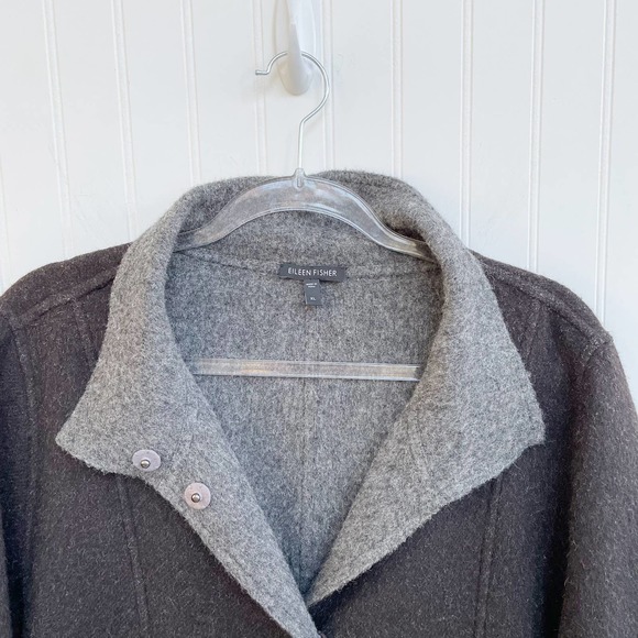 Eileen Fisher Coat Alpaca Wool Coat Brown Chocolate Brown - Picture 2 of 5
